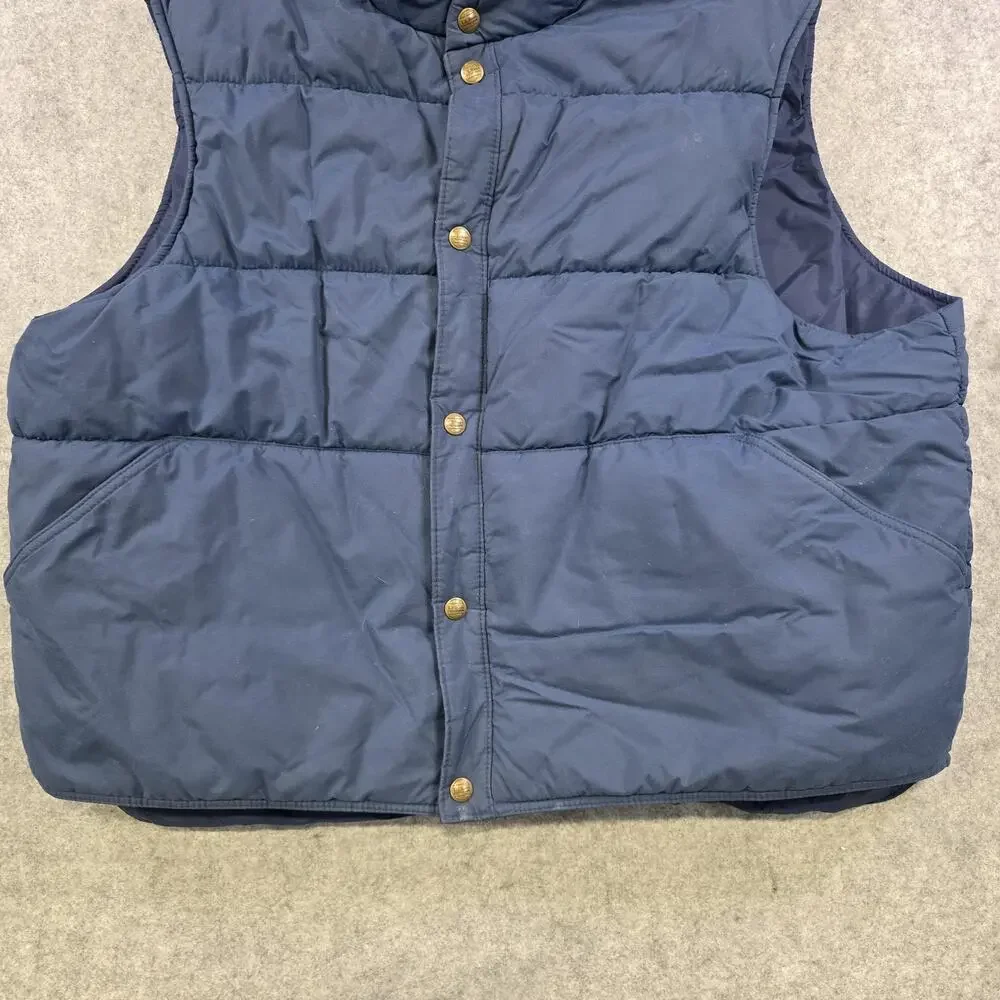 Vintage LL Bean Vest Mens XL Blue Nylon Insulated Snap Puffer‎ Made USA 90s 80s